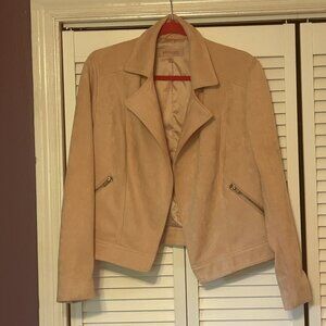 Pale pink faux suede open front jacket by Philosophy - Medium